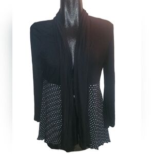 Kim & Cami Black and White Patterned Open Cardigan Size S